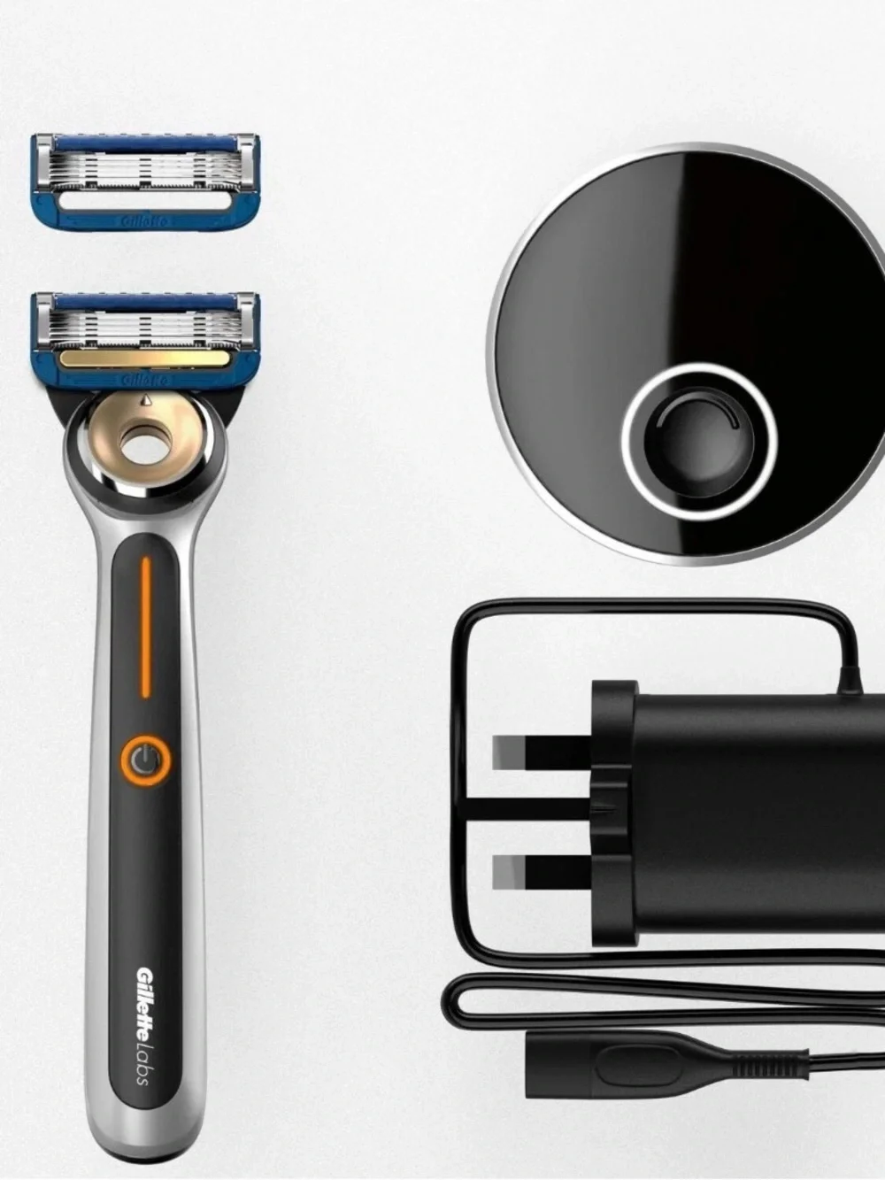 Gillette Labs Heated Razor with Charging Dock - Black & Orange Accent